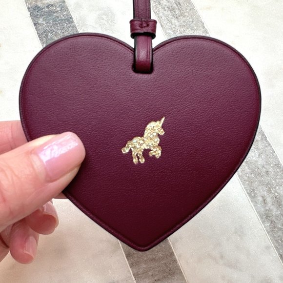 Coach Handbags - Coach Heart Bag Charm with Sparkly Gold Unicorn Embossing